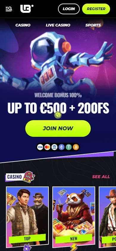Lunubet Casino mobile browser home screen