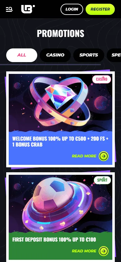 Lunubet Casino mobile browser promotions screen